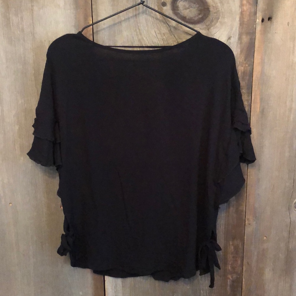 Express Flutter Ruffle Sleeve Blouse in Black size Small